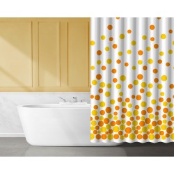 Zasłonka prysznicowa tekstylna 180x180 cm groszki pomarańczowa