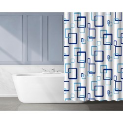 Zasłonka prysznicowa 180x180 cm niebieska/ biała #2